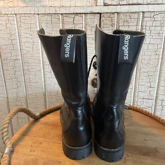 * SOLD * British Rangers Black Leather Combat Army Boots 14 Holes Sz 8 Men 10 W - Picture 4 of 6